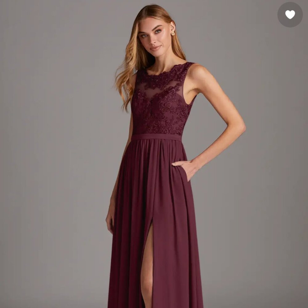 Azazie Elly Cabernet, Color: Cabernet, Size A2 - Altered